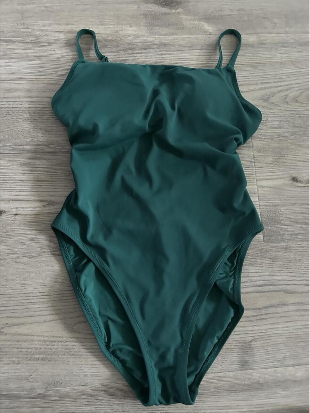 Robin Piccone Ava Scoop Neck Mio Lace Up Back One Piece Swimsuit In Green Sz 10